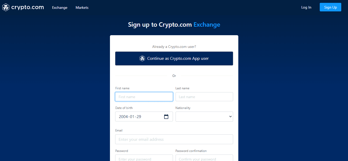 Crypto.com Sign Up