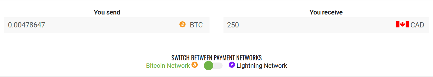 Switch Payment option Bull Bitcoin