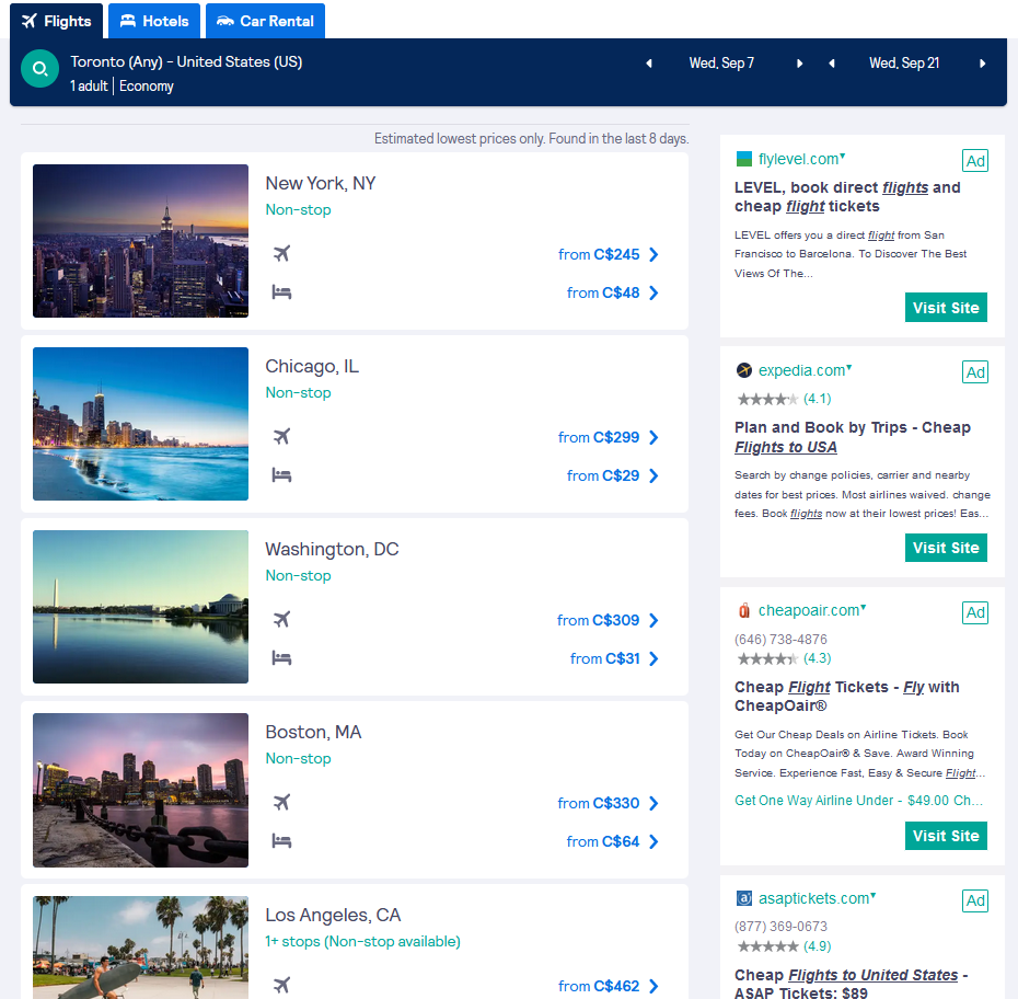 travel search engines advantages