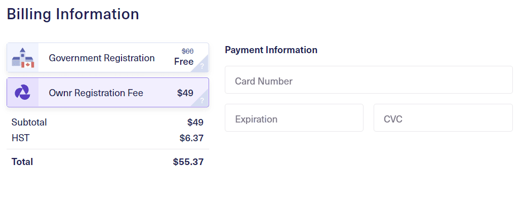 payment info