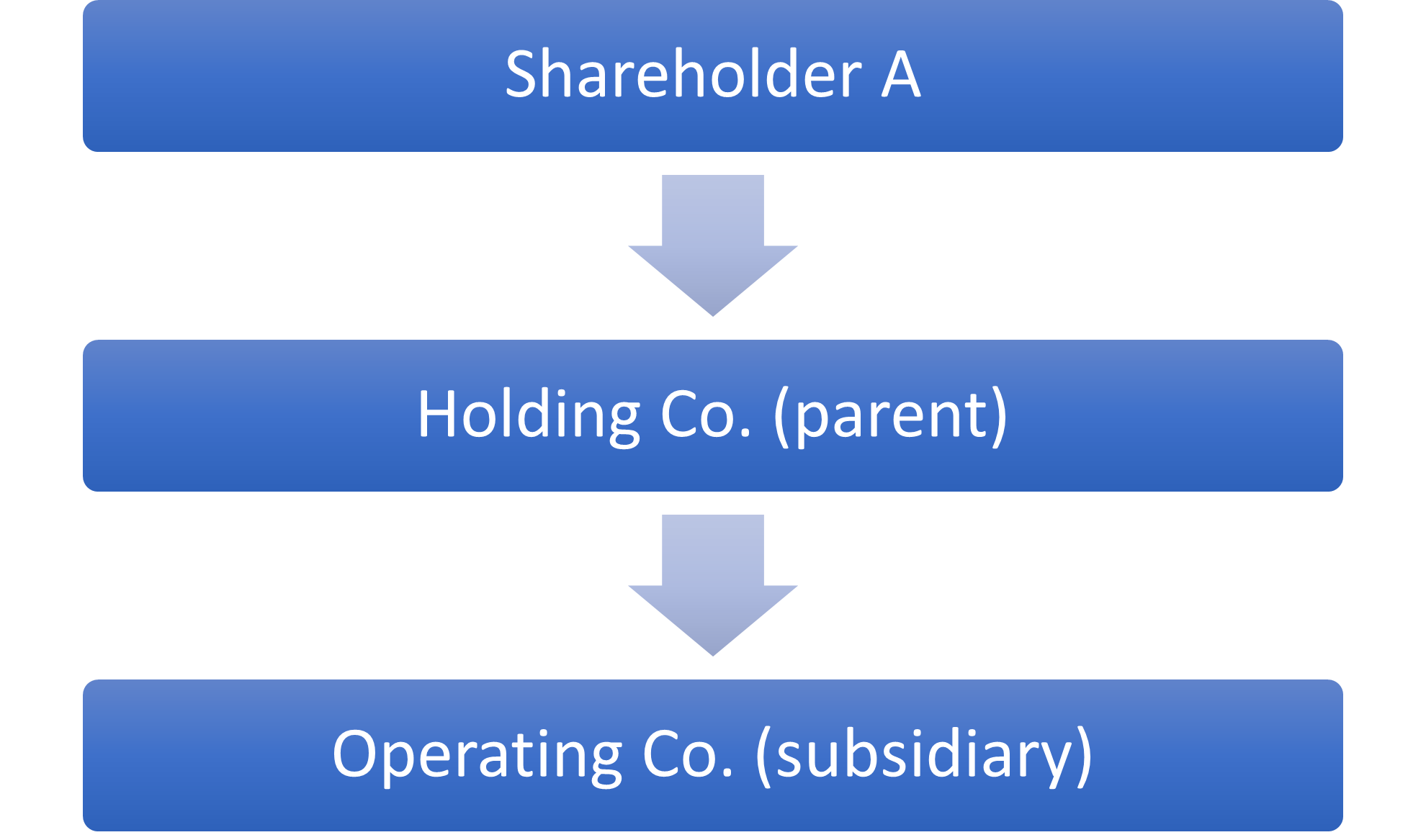 This is an organizational chart showing the corporate structure of a business that uses a non-operational or operational holding company.