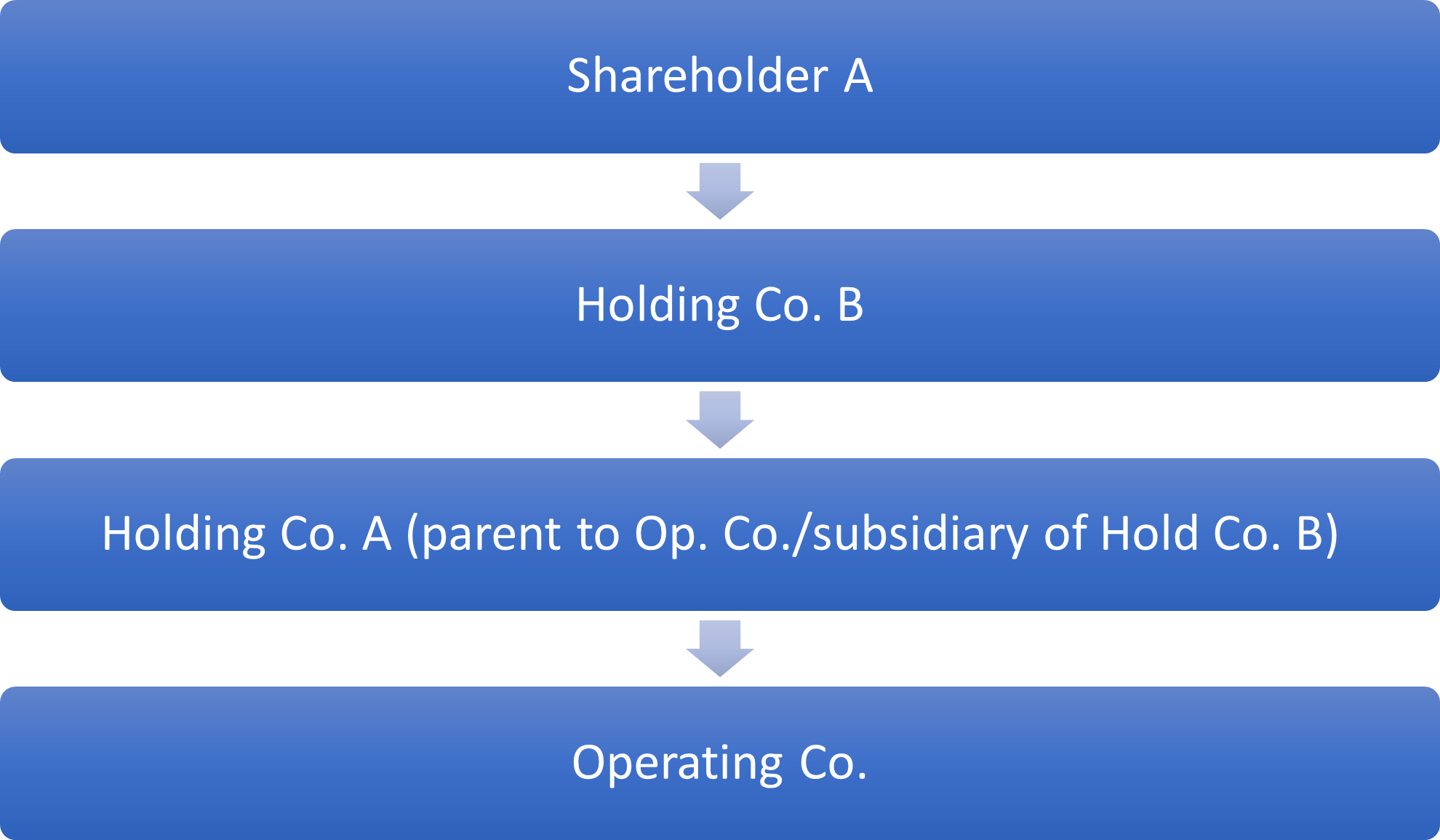 This is an organizational chart showing the corporate structure of a business that uses multi-level or subsidiary holding companies.