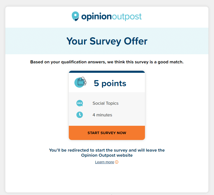 Opinion Outpost Welcome Survey