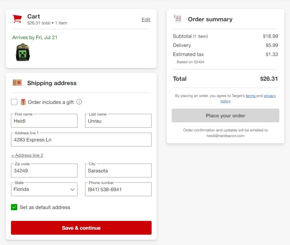 Does Target ship to Canada? How place an order with a US address